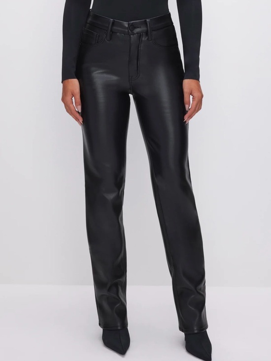 Good American Pants - Good American “Good Icon” Faux Leather Pants Straight Leg